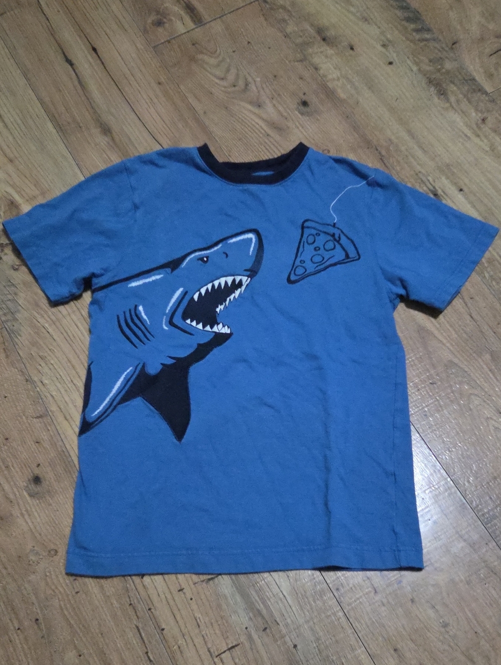 Gymboree | Embroidered Blue Shark & Pizza Graphic Tee